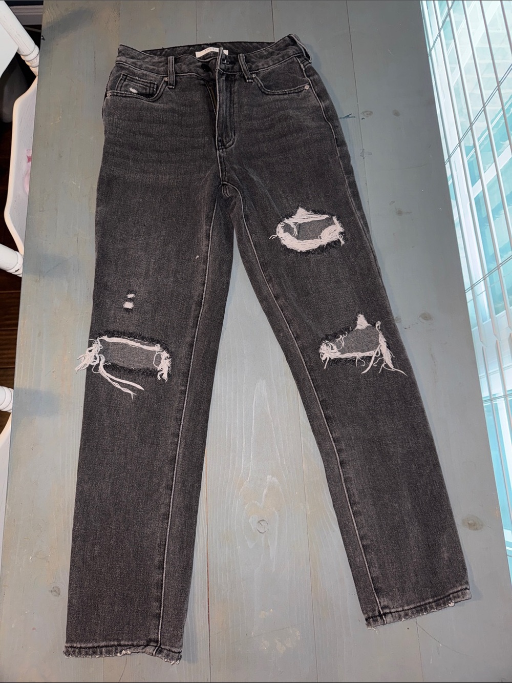 Black Distressed High-Rise Women’s Jeans